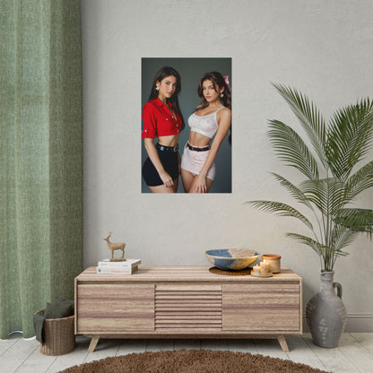 Плакат Тіфи та Аеріт, художній принт дівчат з аніме Final Fantasy, настінний декор Waifu