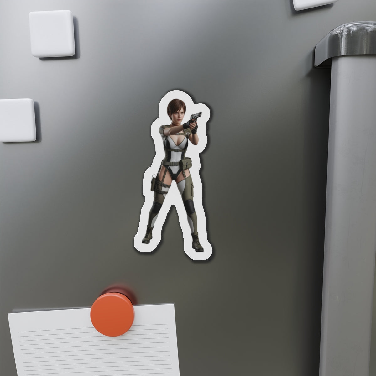 Rebecca Chambers Magnet – Resident Evil Heroine Fridge Magnet, Game Decor high-res die-cut vinyl fridge magnet featuring anime-style Rebecca Chambers