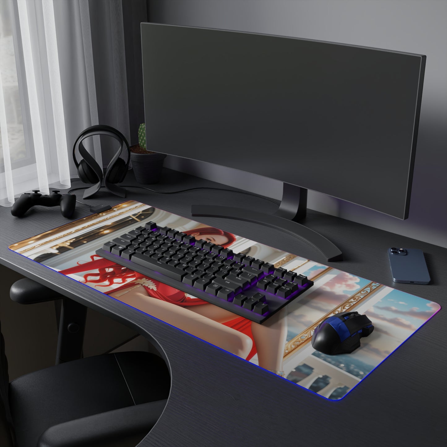 Jessica Rabbit Schreibtischunterlage – LED RGB-Pad, stylisches Waifu-Anime-Girl-Setup