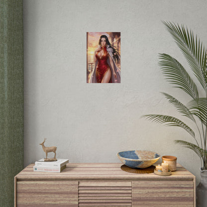 Boa Hancock One Piece Poster Anime Pirate Empress Woman Wall Art Black Hair Girl Print Fantasy Character Gaming Room Decor Gift