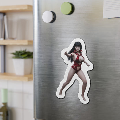 Vampirella Magnet – Classic Comic Heroine Fridge Magnet, Anime Style Decor - die-cut vinyl fridge magnet showing Vampirella in anime-style pose