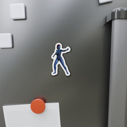Mystique Magnet – Marvel Mutant Fridge Magnet, Anime Style Decor die-cut vinyl fridge magnet showing Mystique anime-style artwork on metallic refrigerator