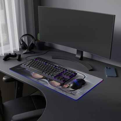 2B RGB Desk Mat, NieR Automata Gaming Mouse Pad, LED Desk Mat showcasing 2B artwork on RGB-lit oversized mouse pad with smooth surface and non-slip base