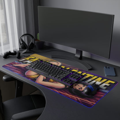 Faye Valentine RGB Desk Mat, Cowboy Bebop Gaming Mouse Pad, LED Desk Mat for Gamer Setup - vibrant anime heroine RGB desk mat on gaming setup