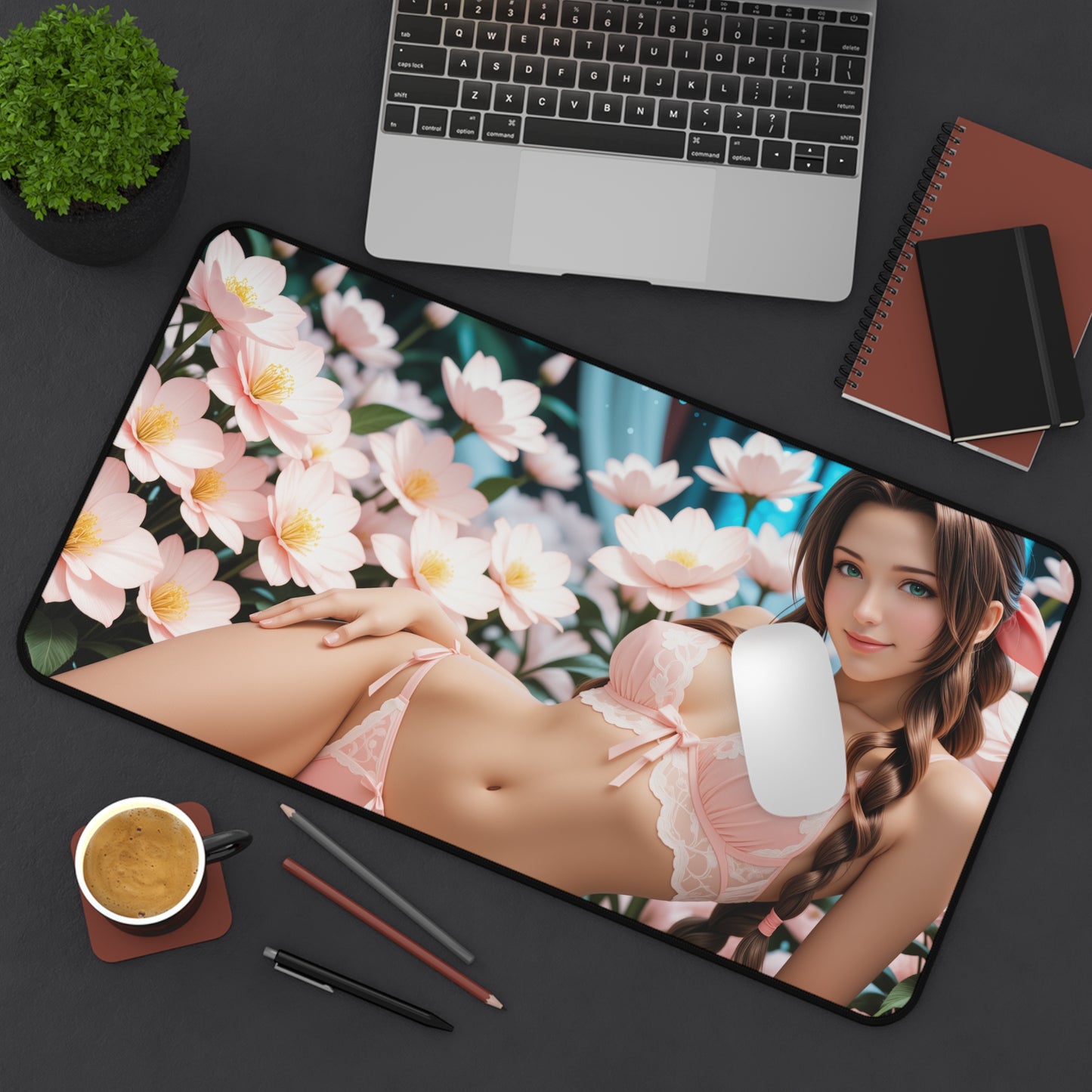 Килимок для столу Aerith Gainsborough, килимок для миші у фентезійних RPG-іграх, елегантний настільний комплект для дівчини-геймерки