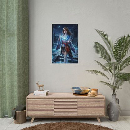 Yuna Poster Final Fantasy X Wandbild Beschwörerin Mädchen Print Fantasy Frau Deko Emotionales Anime Kunstwerk Gamer Zimmer Geschenk