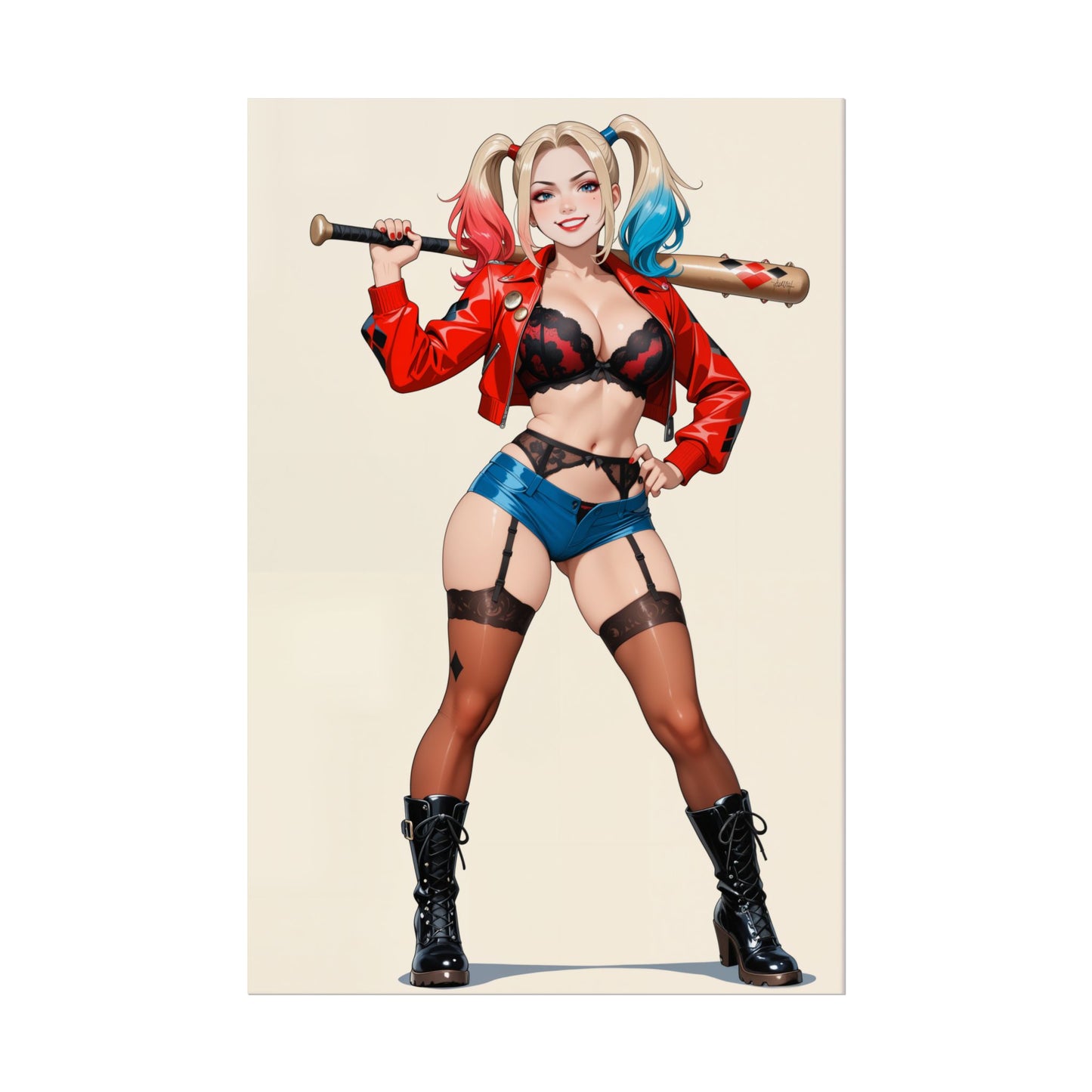 Настінний художній принт Харлі Квінн, плакат аніме Вайфу, декор кімнати для дівчини з коміксів