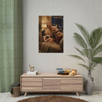 Tifa Aerith Poster, Final Fantasy Art Print – RPG Heroines Collector Art hanging in cozy gaming room display