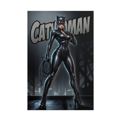 Catwoman Wall Art Print, DC Comics Poster, Leather Suit Heroine Decor, Gotham Style Wall Art, Gift for Fan