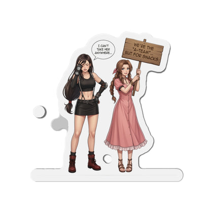 Магніт «Тіфа та Аеріт» – магніт на холодильник із дівчиною з аніме FF7, милий декор для геймерів-дуетів