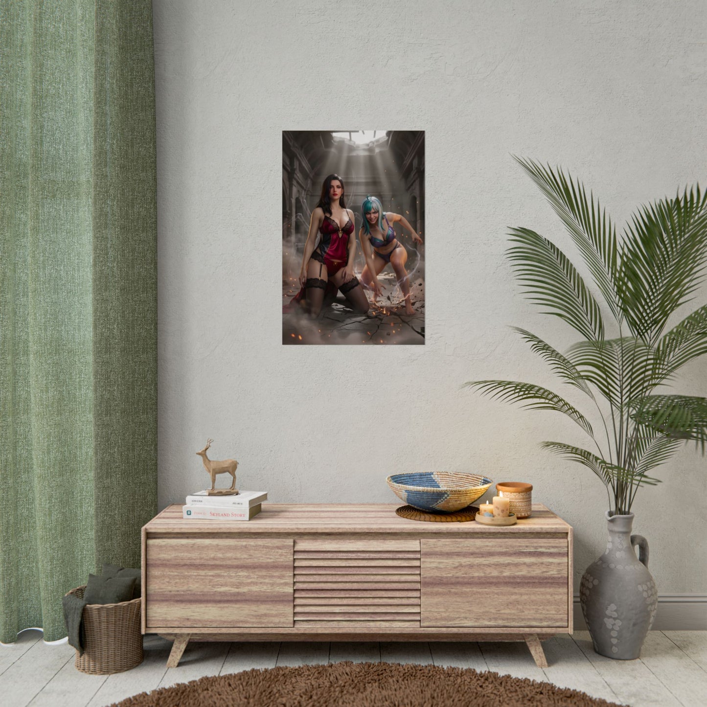 Black Maria & Ulti Poster / Black Maria & Ulti Wall Art / Black Maria & Ulti Art Print / One Piece Poster - dynamic duo anime wall art in modern room