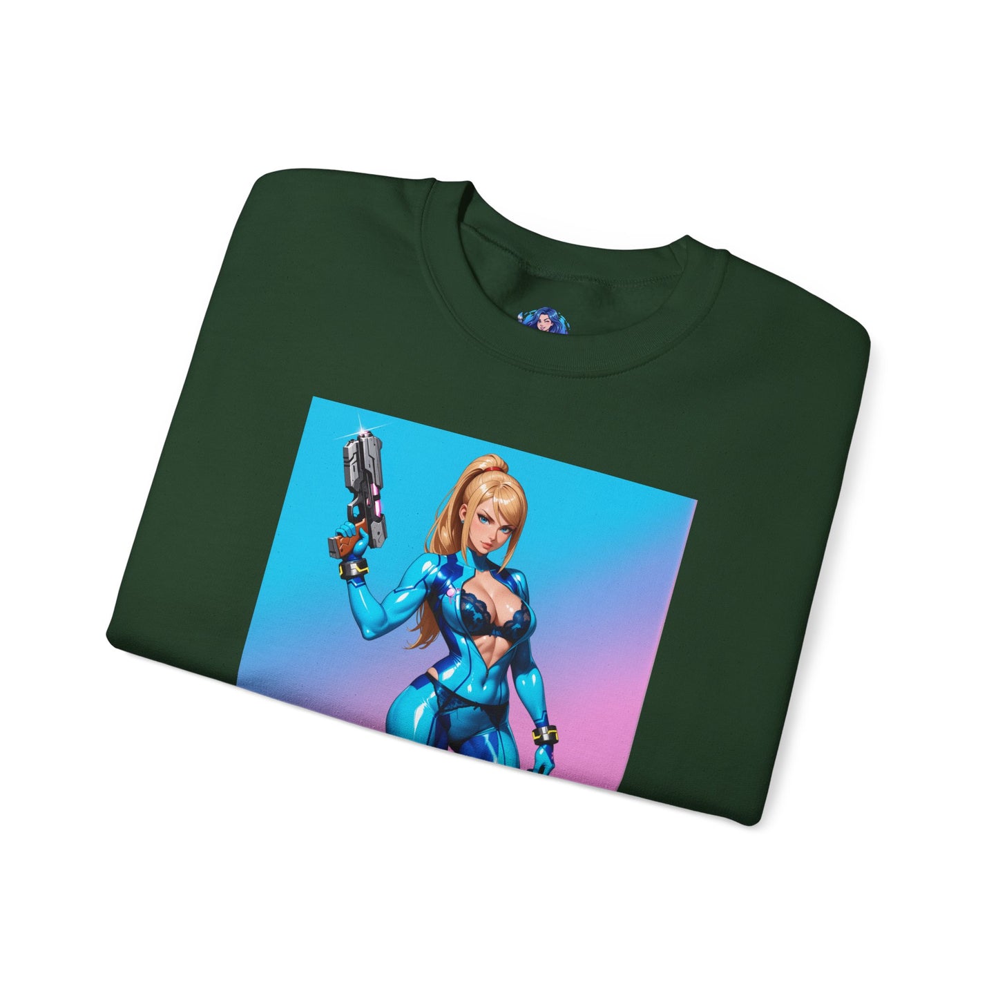 Samus Aran Sweatshirt, Power Suit Rundhalsausschnitt, Premium Sci-Fi Gaming Streetwear