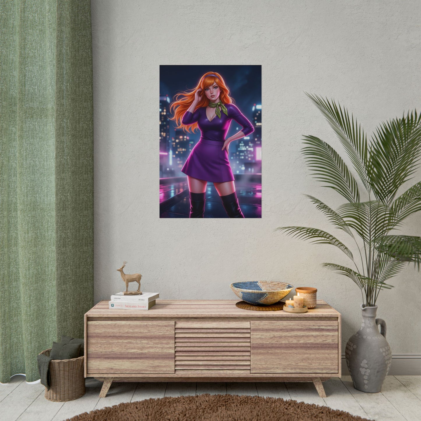 Daphne Blake Scooby Doo Poster Cartoon Woman Wall Art Purple Outfit Girl Print Classic Character Gaming Room Decor Gift