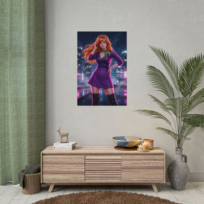 Daphne Blake Scooby Doo Poster Cartoon Woman Wall Art Purple Outfit Girl Print Classic Character Gaming Room Decor Gift