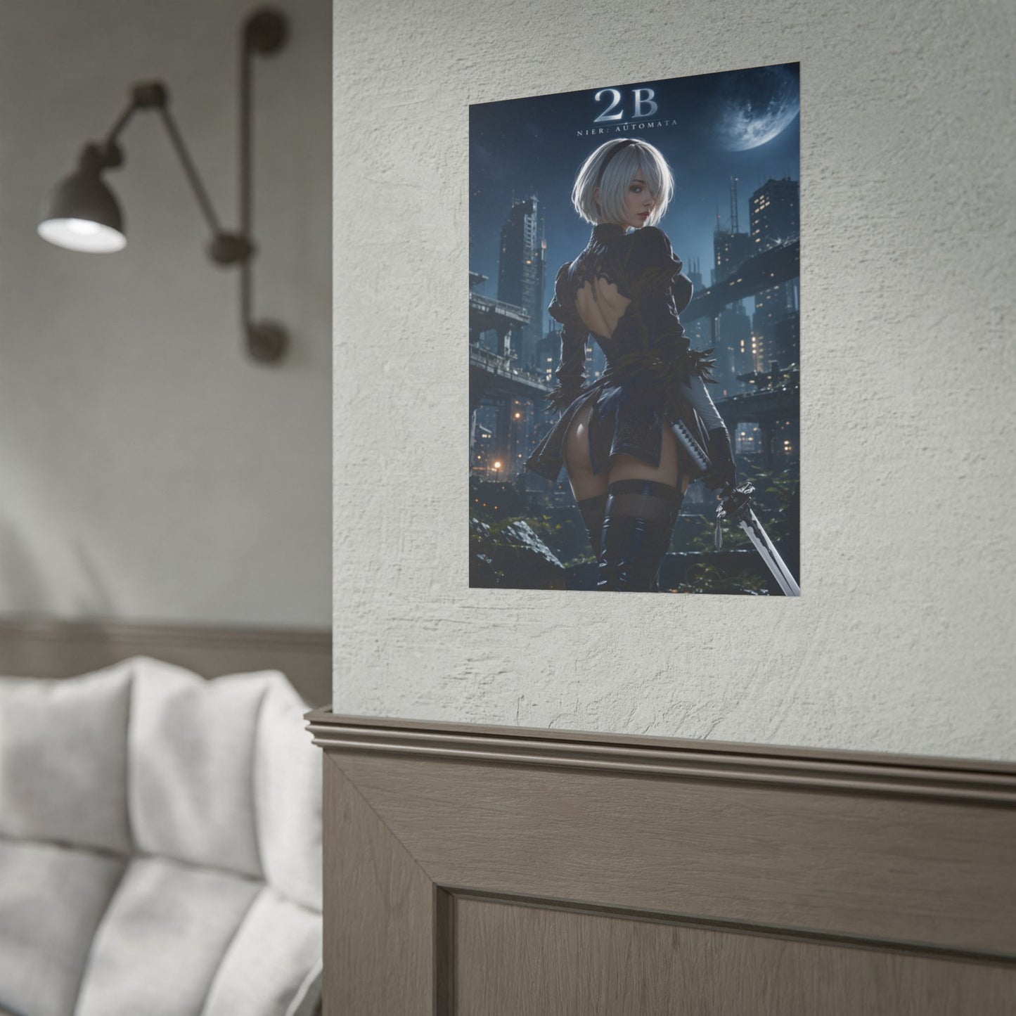 2B Nier Automata Poster, Anime Wall Art, Gaming Poster, Room Decor