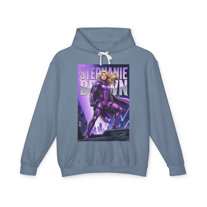 Stephanie Brown Hoodie | DC Superhero Hoodie | Spoiler Legacy Pullover - women's blue pullover featuring bold purple Stephanie Brown comic art