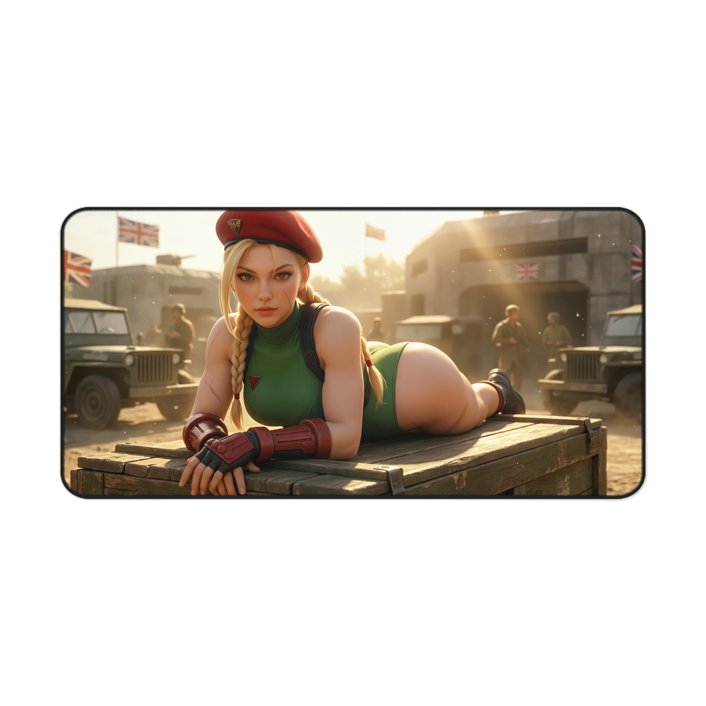 Cammy White Gaming Mouse Pad, Street Fighter Desk Mat, Anime Fighter Girl Setup — high-def Cammy artwork on durable large gaming desk mat