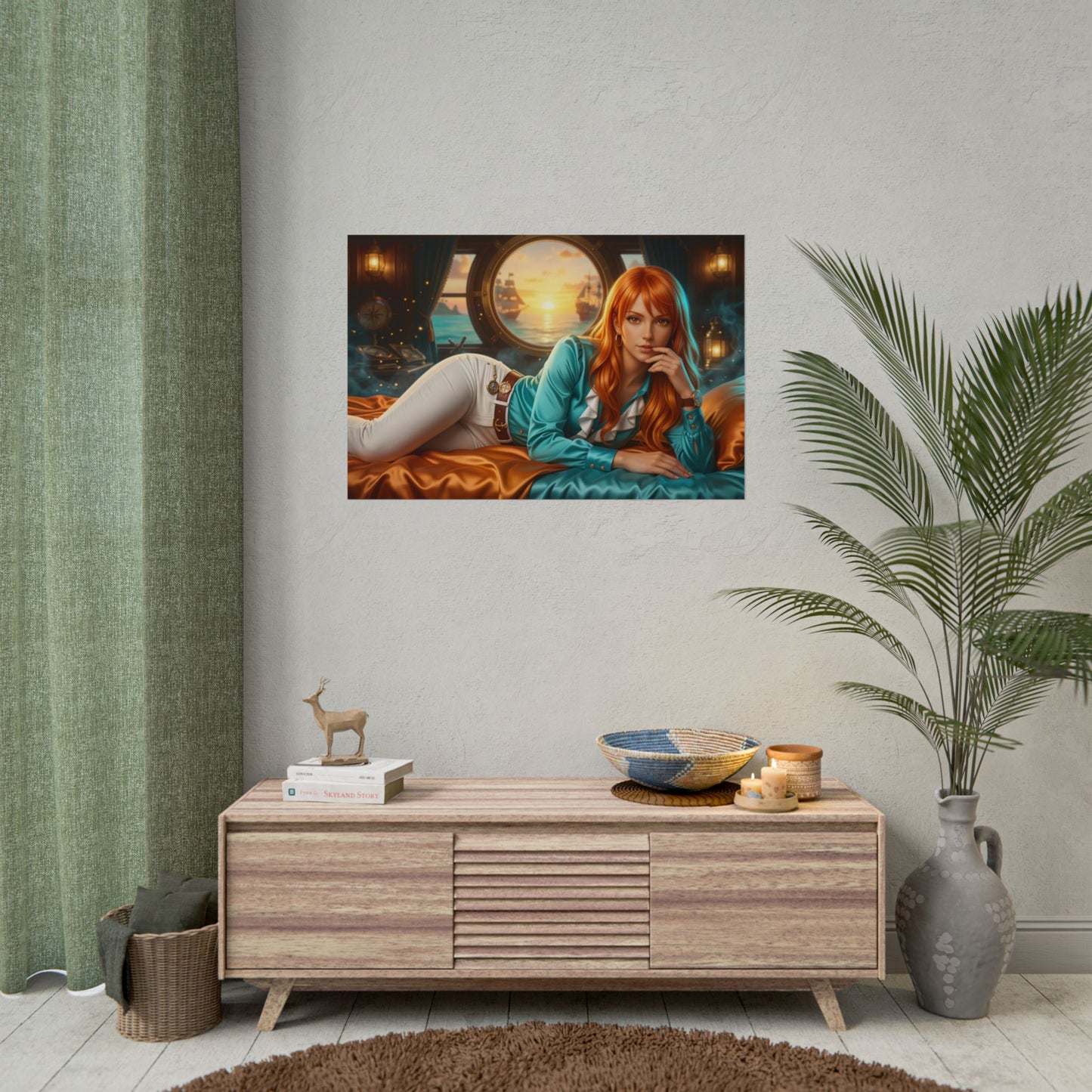 Nami One Piece Poster, Anime Art Print, Gaming Room Decor Poster