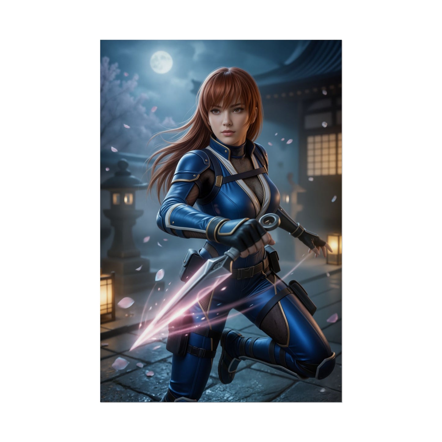 Kasumi Dead or Alive Poster, DOA Wall Art Print, Fighting Game Girl Decor, Ninja Warrior Art, Gamer Room Poster