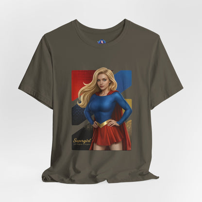 Supergirl T-Shirt | DC Comics Anime Tee for Gamers & Hero Fans - anime-style Supergirl print on Bella Canvas 3001 unisex tee