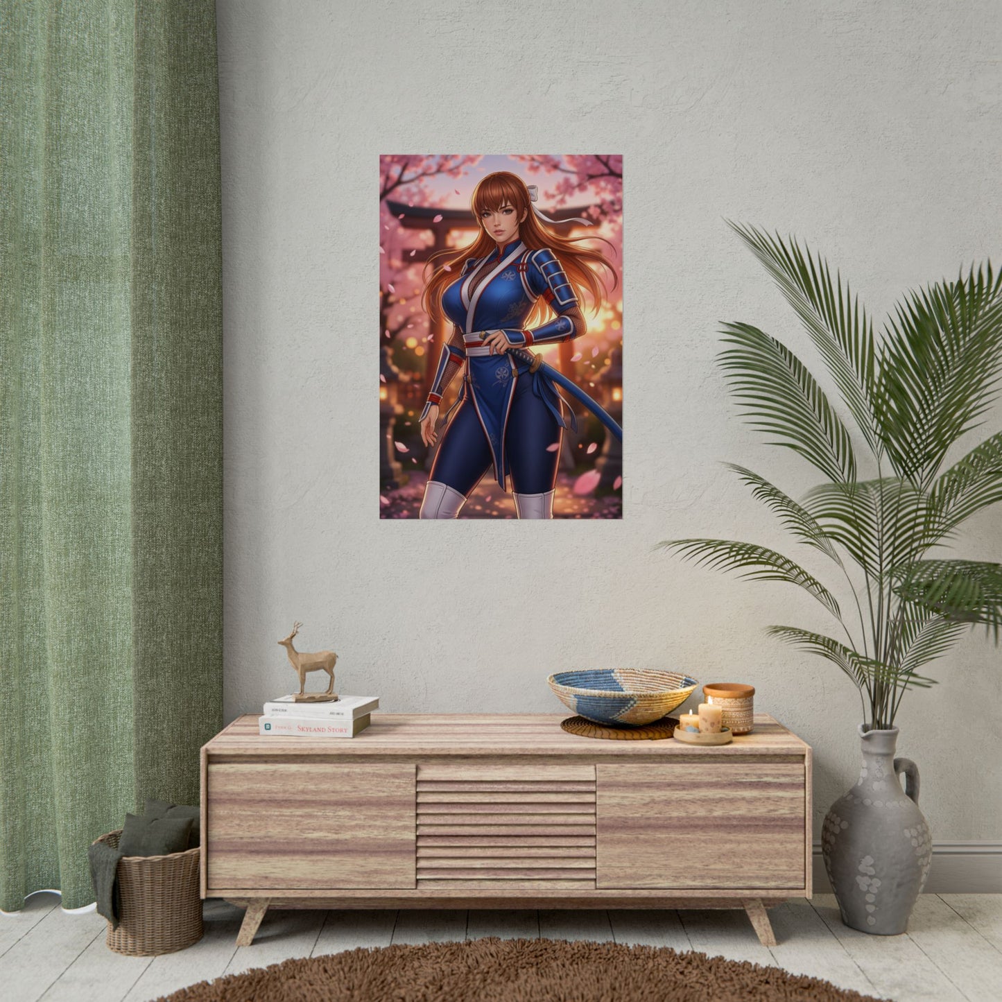 Kasumi Dead or Alive Poster Ninja Woman Wall Art Fighter Girl Print Red Outfit Character Gaming Room Decor Gift