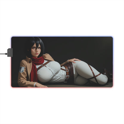 Килимок для столу Mikasa Ackerman – світлодіодний RGB-підсвітлювальний килимок, ігрова конфігурація для дівчат з аніме Waifu