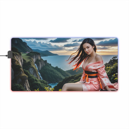 Nezuko Kamado Schreibtischunterlage – LED RGB-Pad, Gentle Waifu Anime Girl Gaming Setup