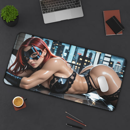 Batgirl Gaming Mouse Pad, Superhero Desk Mat, Comic Heroine Gaming Setup