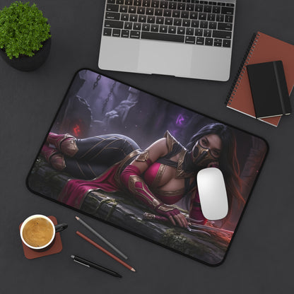 Mileena Gaming Mouse Pad, Mortal Kombat Desk Mat, Outworld Assassin Setup — premium HD artwork desk mat featuring Mileena in dark fantasy pose