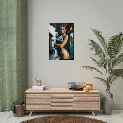 Panam Palmer Wall Art – Futuristic Heroine Poster, Great Gift for Gamers poster shown in modern living room decor