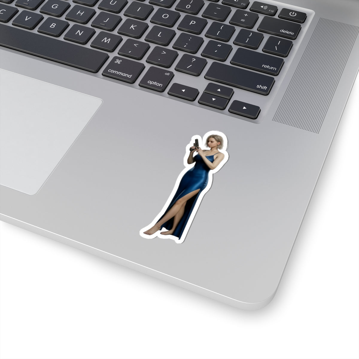 Grace Ashcroft Sticker, Resident Evil Sticker, Vinyl Wall Decor, Gift for Gamer - glossy vinyl laptop decal of Grace Ashcroft in blue dress