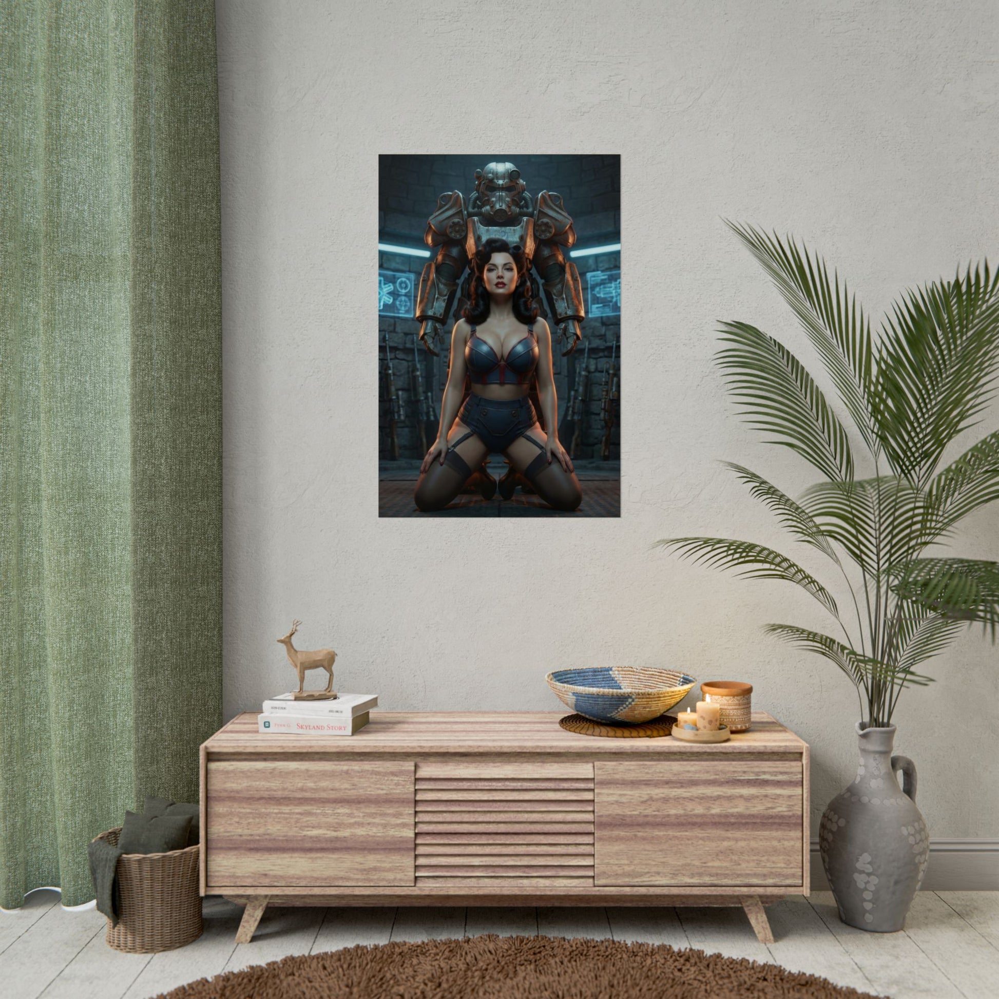 Fallout Power Woman Poster / Fallout Power Wall Art / Fallout Power Art Print / Fallout Poster featuring commanding Fallout woman centered in bold, symmetric composition