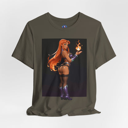 Starfire-T-Shirt mit Grafik | DC Comics-T-Shirt für Otakus und Cosplay-Fans | Sexy Alien-Heldin-Shirt