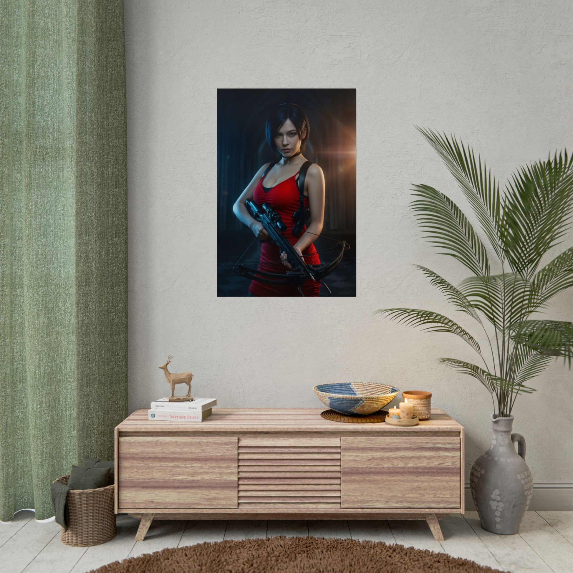 Ada Wong Poster, Resident Evil Art Print – Classic Action Game Wall Art showcasing character-focused poster in modern gaming room decor