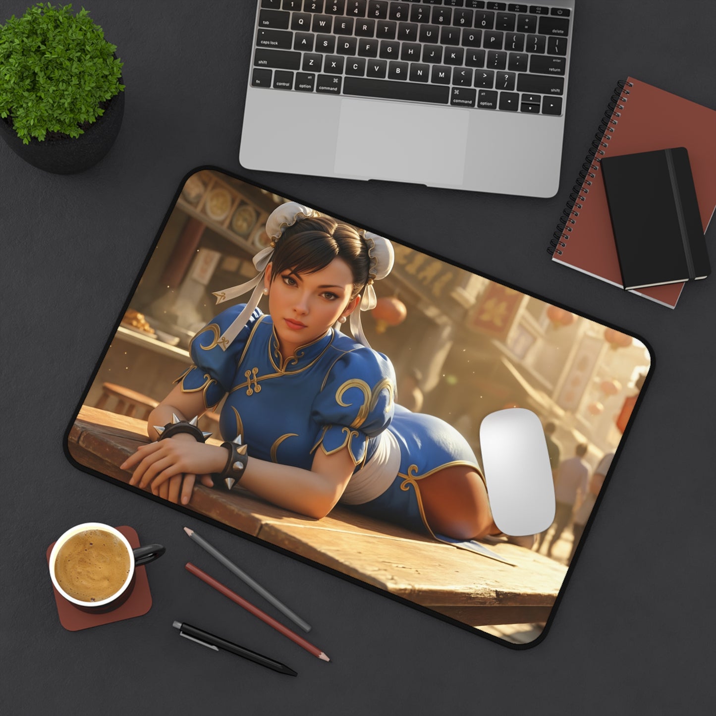 Chun-Li Gaming Mouse Pad, Street Fighter Desk Mat, Anime Martial Artist Setup featuring Chun-Li artwork on a premium gaming desk mat