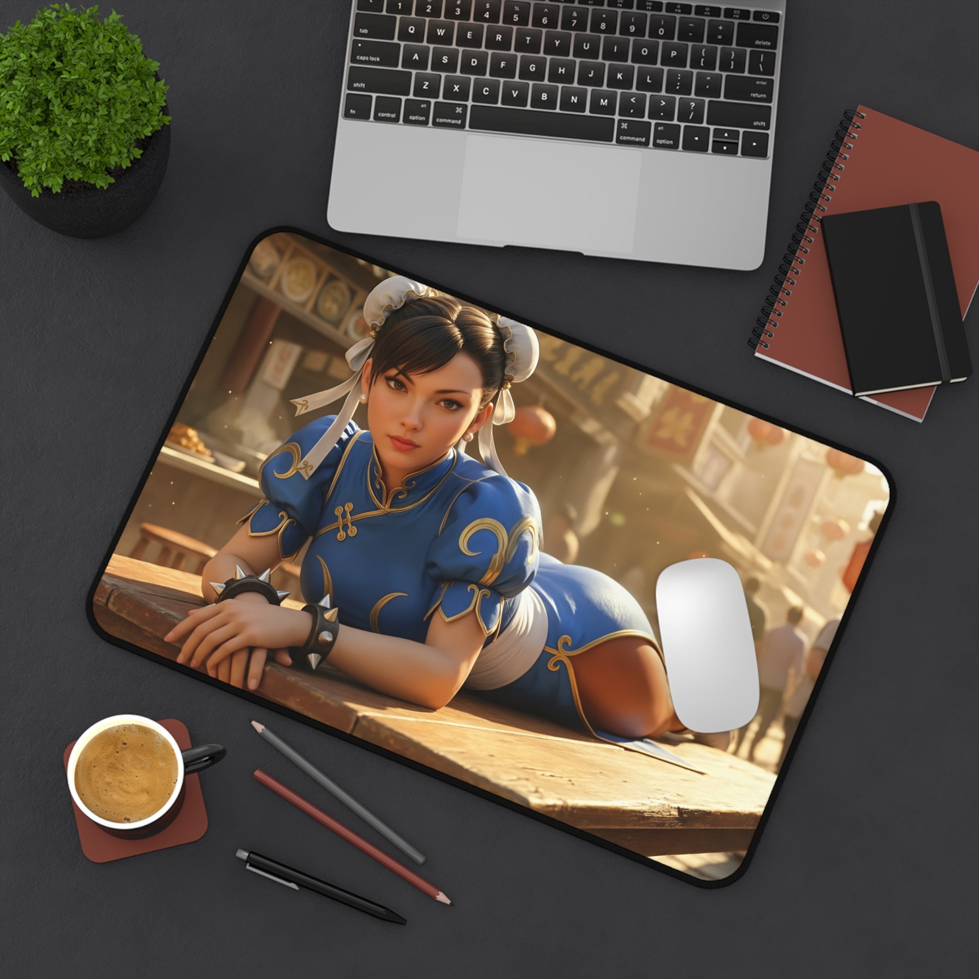 Chun-Li Gaming Mouse Pad, Street Fighter Desk Mat, Anime Martial Artist Setup featuring Chun-Li artwork on a premium gaming desk mat