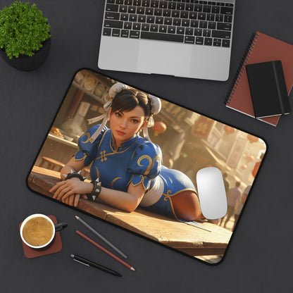 Chun-Li Gaming Mouse Pad, Street Fighter Desk Mat, Anime Martial Artist Setup featuring Chun-Li artwork on a premium gaming desk mat