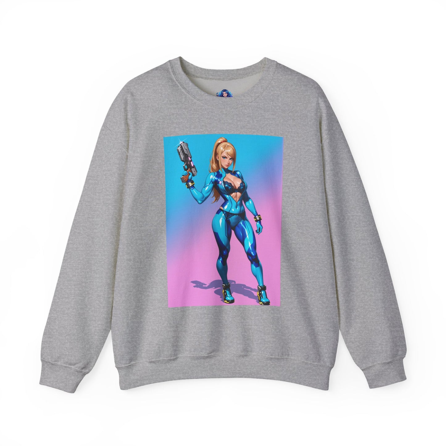Samus Aran Sweatshirt, Power Suit Rundhalsausschnitt, Premium Sci-Fi Gaming Streetwear