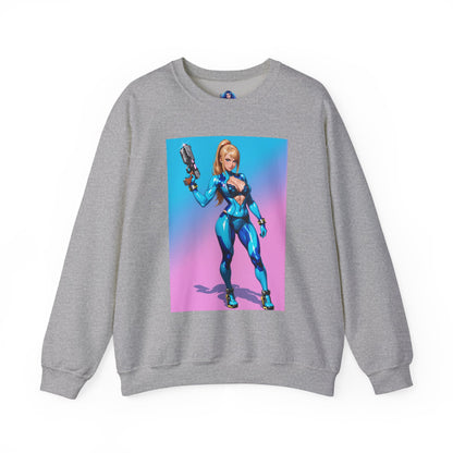 Samus Aran Sweatshirt, Power Suit Rundhalsausschnitt, Premium Sci-Fi Gaming Streetwear