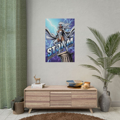 Storm Poster / Storm Wall Art / Storm Art Print / X-Men Poster featuring heroic weather-wielding heroine over lightning-filled sky