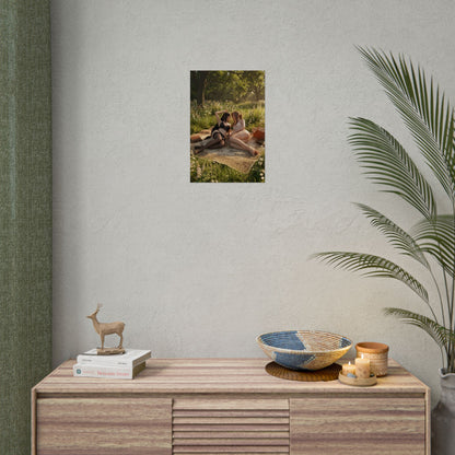 Tifa Aerith Poster, Final Fantasy VII Art Print – Iconic Game Duo Decor displayed in modern gamer room above wooden console