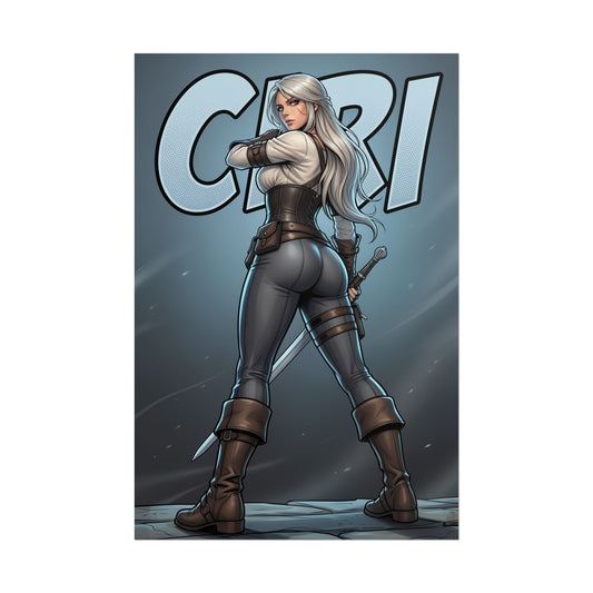 Ciri Witcher Art Print, Fantasy Game Poster, White Hair Warrior Girl Decor, RPG Wall Art, Gamer Gift