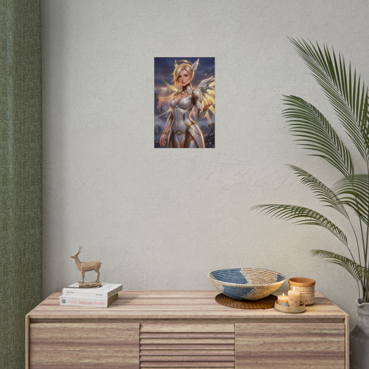 Mercy Overwatch Poster Angel Healer Woman Wall Art Blonde Girl Print Support Hero Character Gaming Room Decor Gift