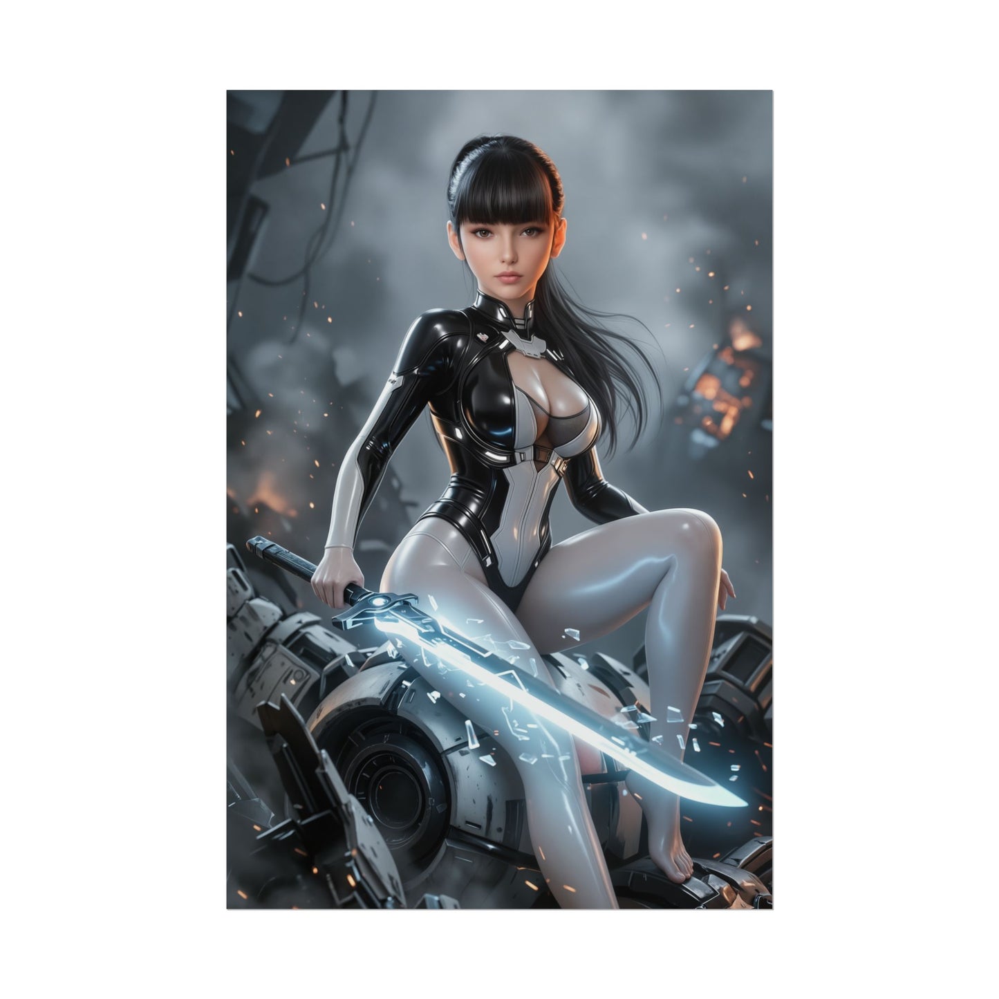 EVE Stellar Blade Art Print, Futuristic Game Poster, Cyber Sci Fi Girl Wall Decor, Gamer Room Setup, Game Wall Art
