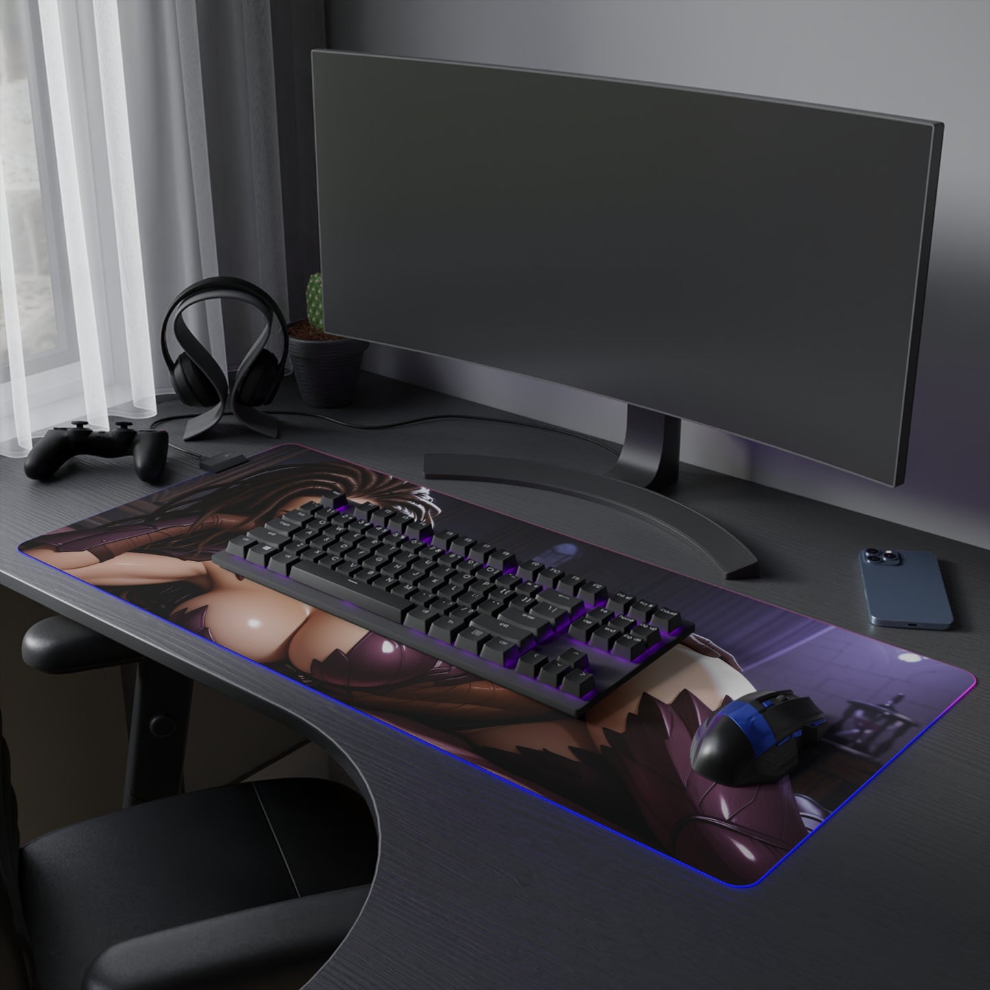 Килимок для столу Сари Керріган – світлодіодний RGB-підсвітлювальний килимок, ігровий комплект із зображенням дівчини з аніме Вайфу