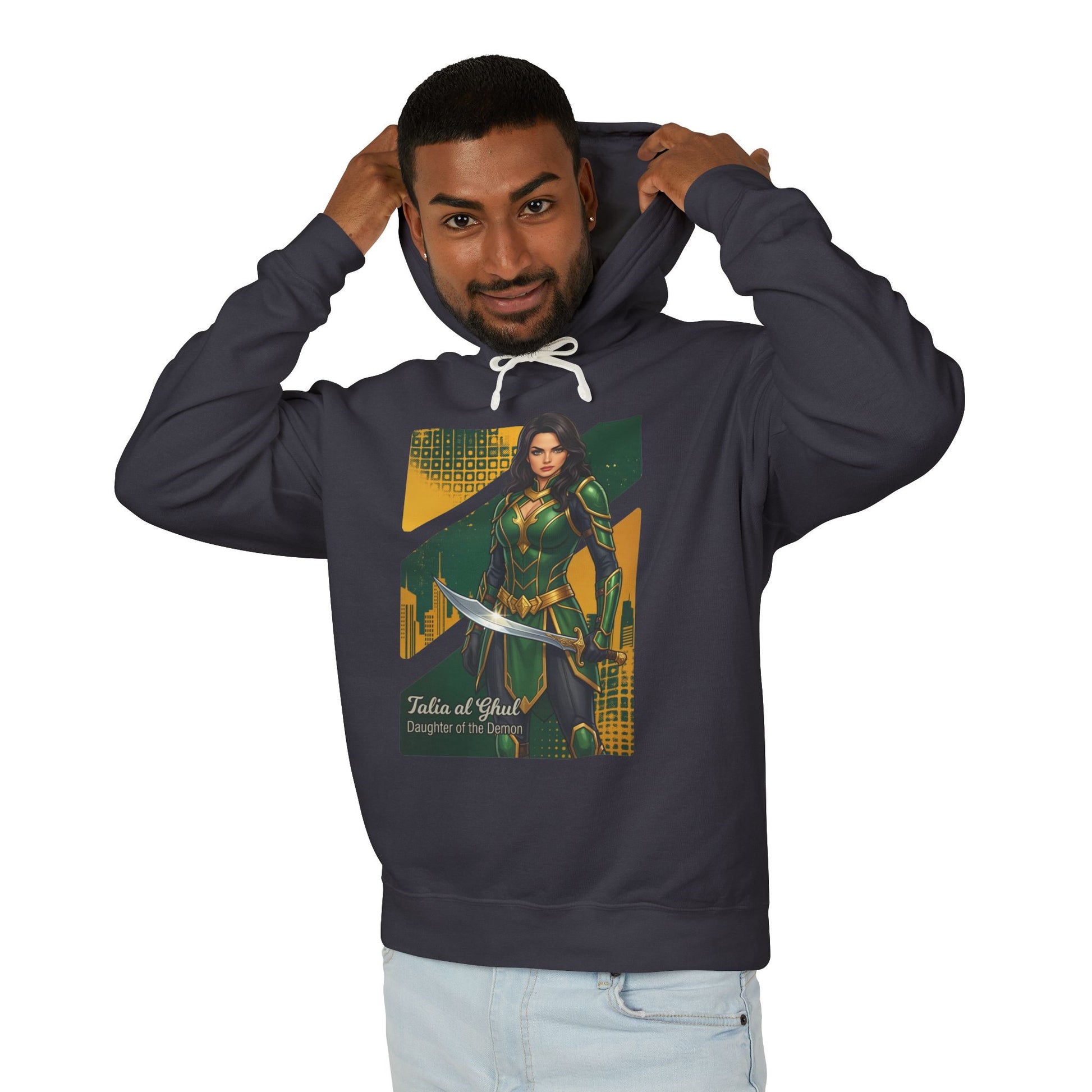 Talia al Ghul Hoodie | DC Comics Hoodie | Anime Assassin Warrior Pullover - dark pullover with anime-style Talia al Ghul illustration