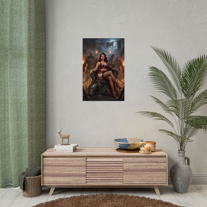 Fallout Dark Beauty Poster / Fallout Dark Wall Art / Fallout Dark Art Print / Fallout Poster - cinematic Fallout woman in shadow and fire, dark collectible character art