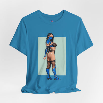 Kitana Grafik-T-Shirt | Mortal Kombat T-Shirt für Otakus und Kampfspielfans | Blaues Ninja-Waifu-Shirt