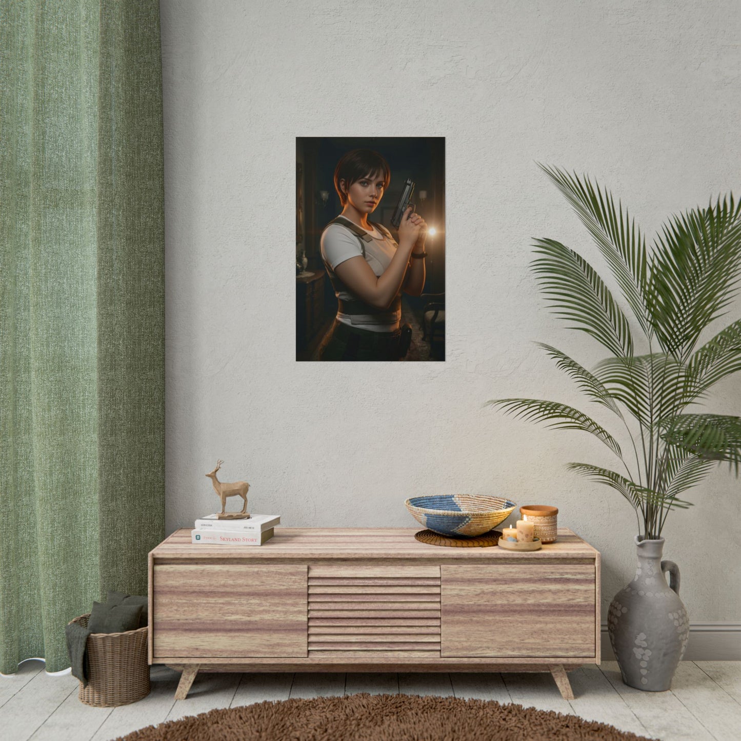 Rebecca Chambers Poster, Resident Evil Art Print – Iconic Survival Heroine on modern living room wall art display