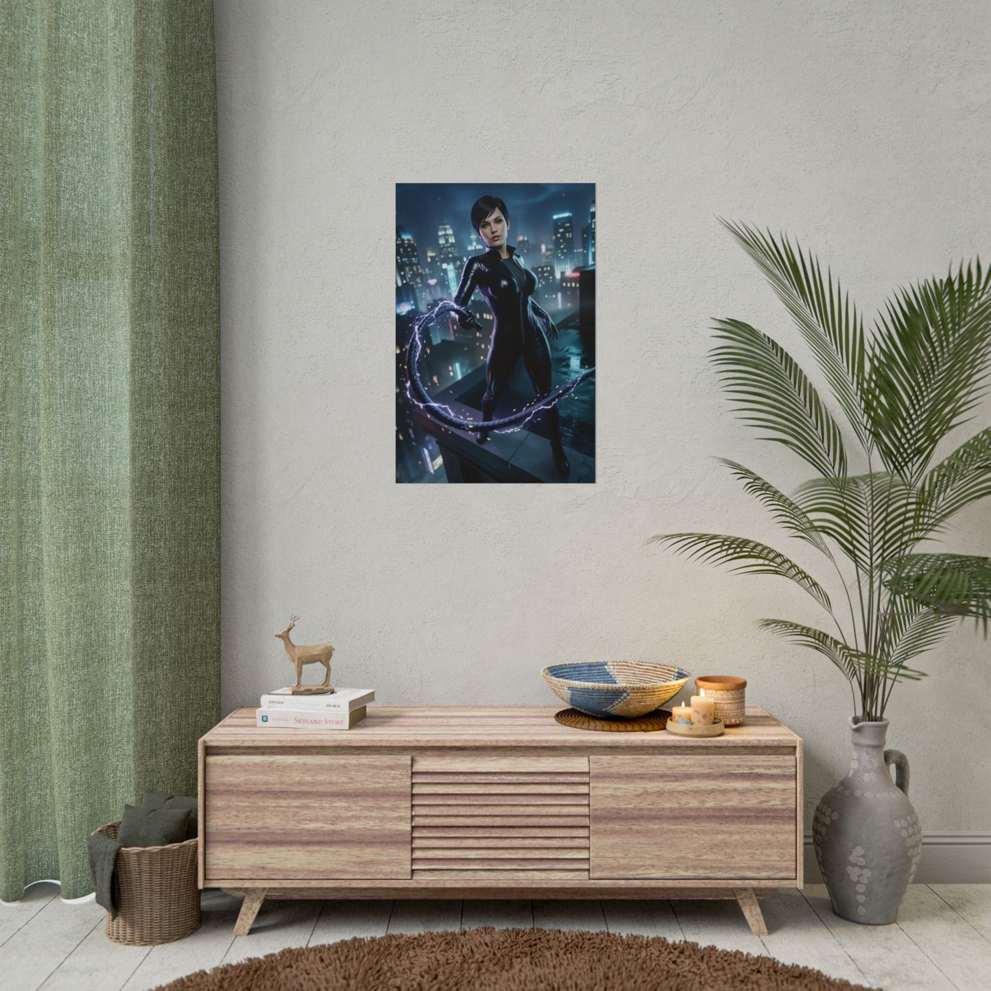Catwoman Poster, DC Comics Wall Art Print, Comic Book Heroine Decor, Gotham Style Art, Gamer Room Decor